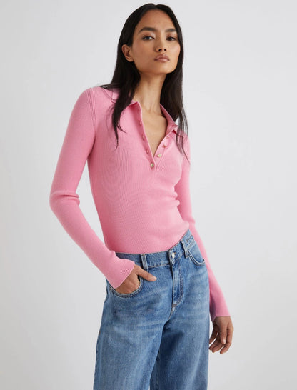 ABELIA - Slim-fit knitted polo shirt