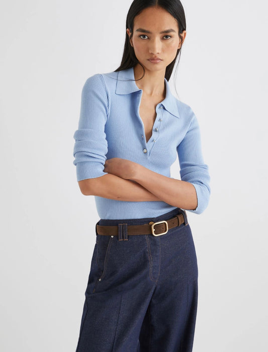 ABELIA - Slim-fit knitted polo shirt