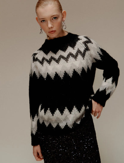 LORENZA - Jacquard mohair-blend sweater