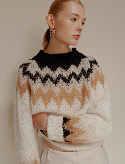 LORENZA - Jacquard mohair-blend sweater