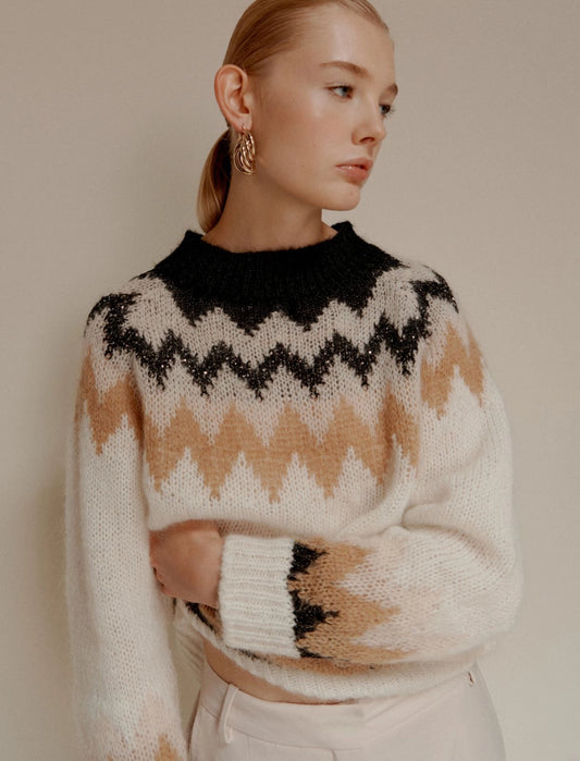LORENZA - Jacquard mohair-blend sweater