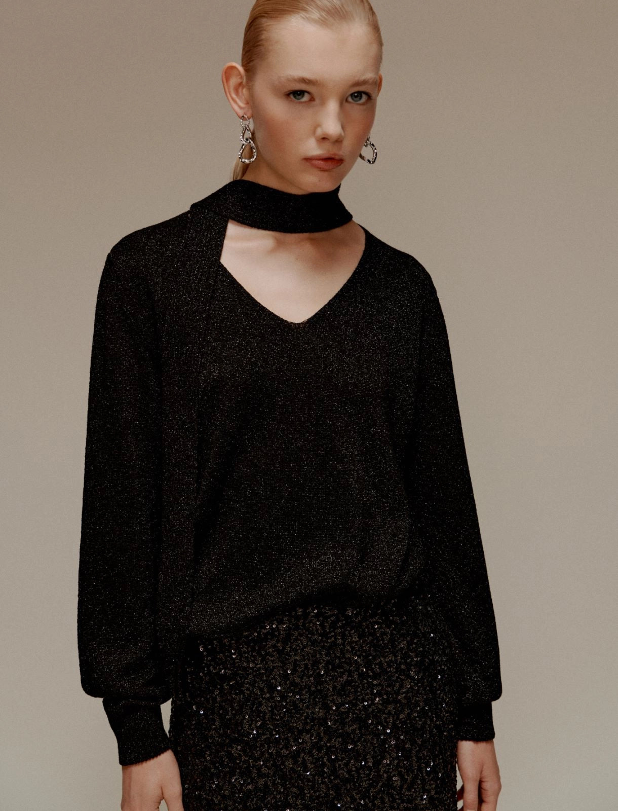 VIVACE - Lurex-adorned sweater with sash detail