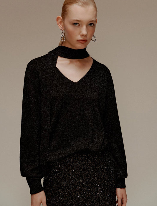 VIVACE - Lurex-adorned sweater with sash detail