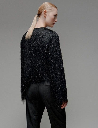 ISTRIA - Fringed jersey cardigan