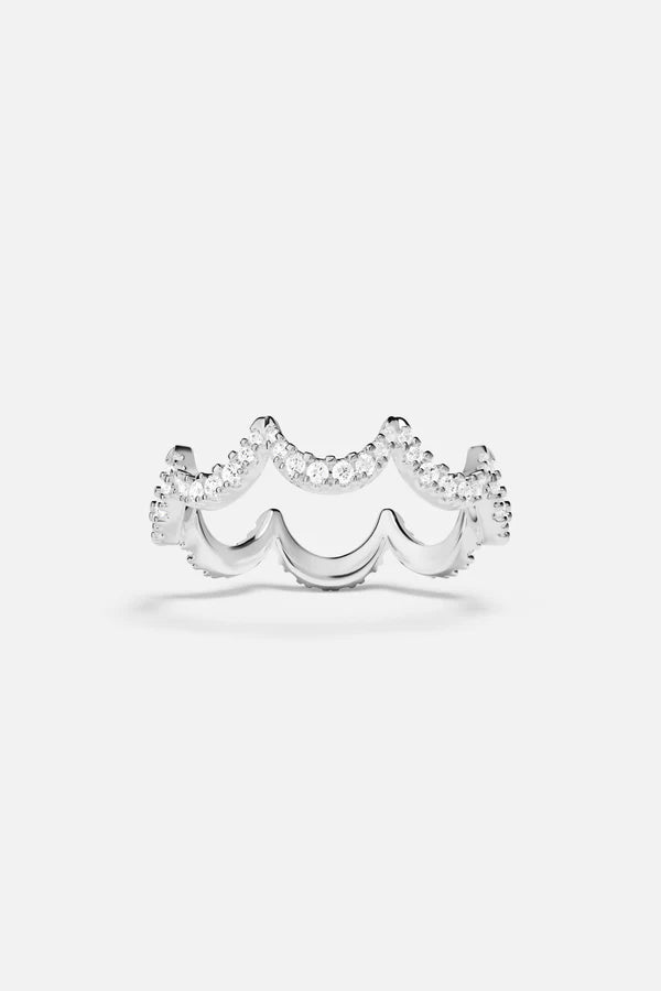 UP AND DOWN - Wavy Silver Pavé Ring