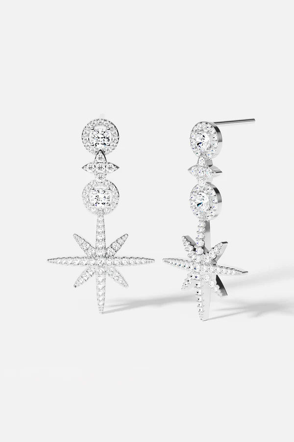 meteorites - Pavé Météorites & Circles Drop Earrings