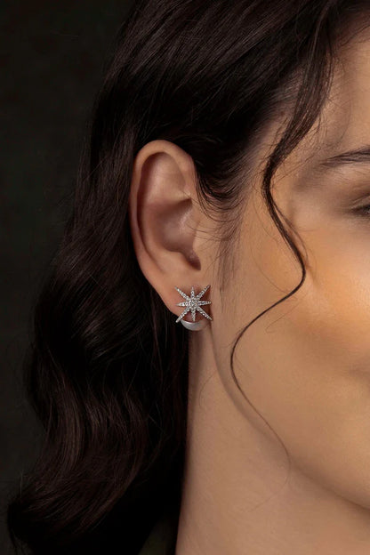 meteorites - Météorites Silver Stud Earrings with Pearl