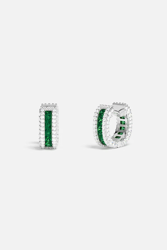 yacht club - Green Pavé Huggie Earrings