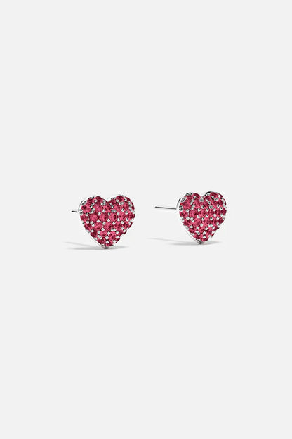 hiver - Fuchsia Heart Stud Earrings