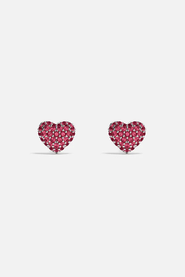 hiver - Fuchsia Heart Stud Earrings