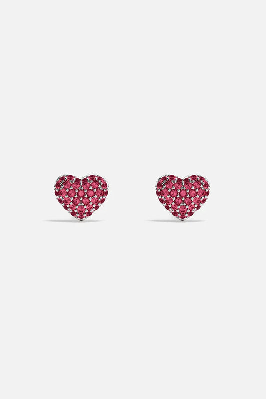 hiver - Fuchsia Heart Stud Earrings