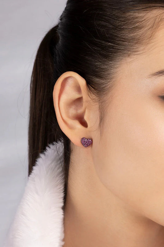 hiver - Fuchsia Heart Stud Earrings