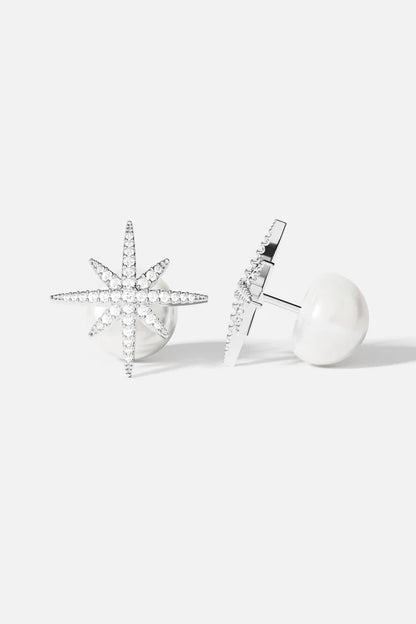 meteorites - Météorites Silver Stud Earrings with Pearl