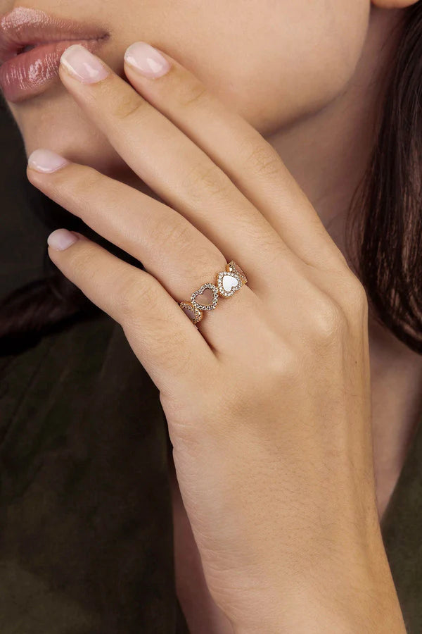 mediterranee - Pink Nacre Heart Ring