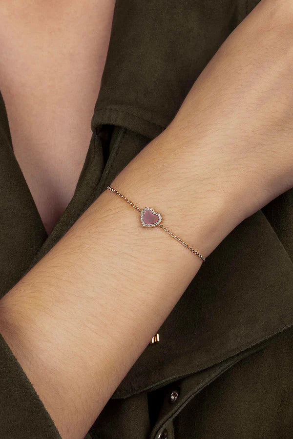 mediterranee - Pink Nacre Heart Adjustable bracelet