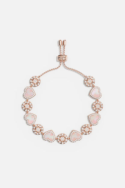mediterranee - Pink Nacre Heart & Dot Adjustable bracelet