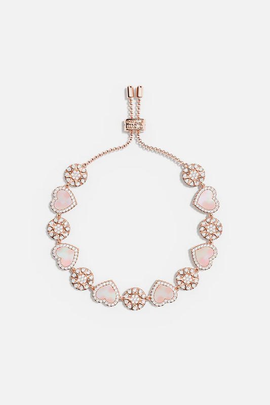 mediterranee - Pink Nacre Heart & Dot Adjustable bracelet