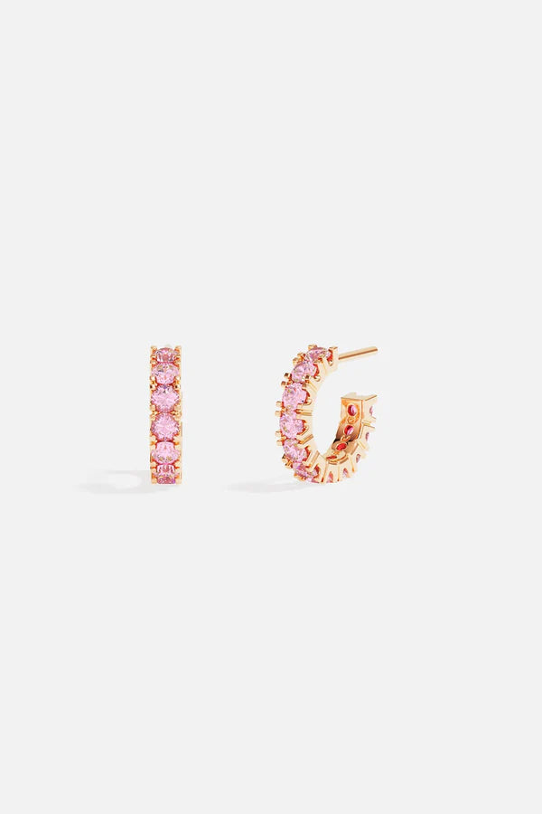festival - Rose Pavé Huggie Earrings