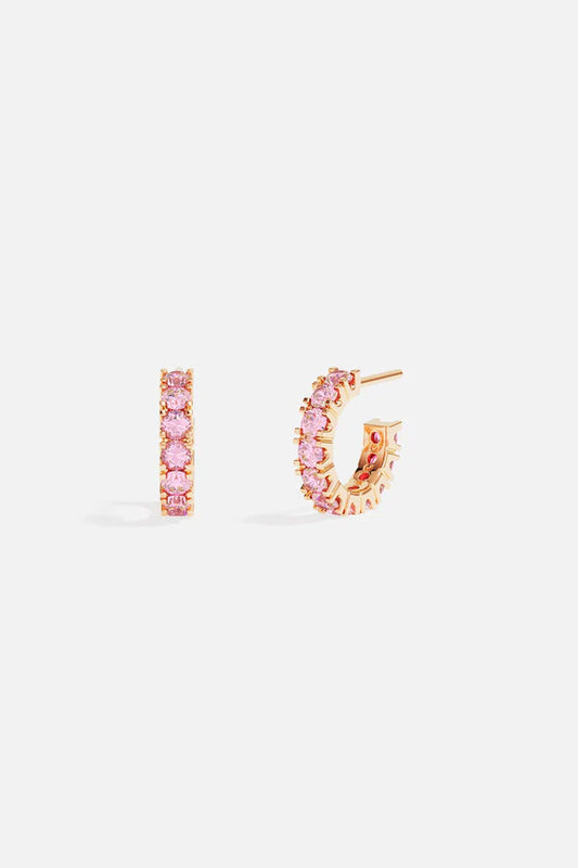 festival - Rose Pavé Huggie Earrings