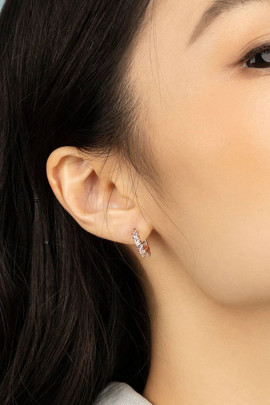 festival - Rose Pavé Huggie Earrings
