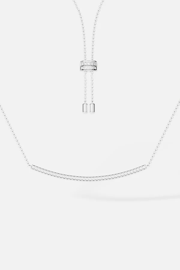 CROISETTE - Adjustable Necklace with Paved Arched Pendant