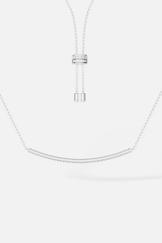 CROISETTE - Adjustable Necklace with Paved Arched Pendant