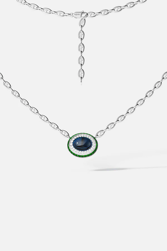 AUTOMNE - Bold Green and Blue Chain Necklace