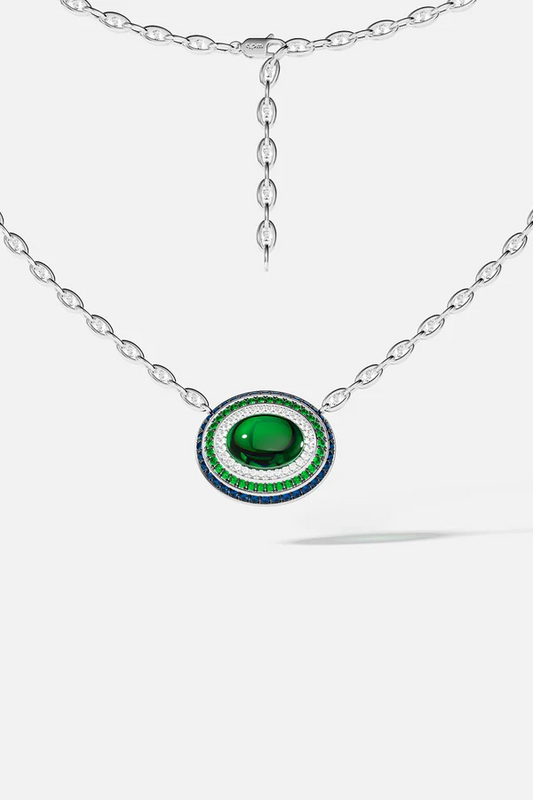 AUTOMNE - Bold Green and Blue Chain Necklace