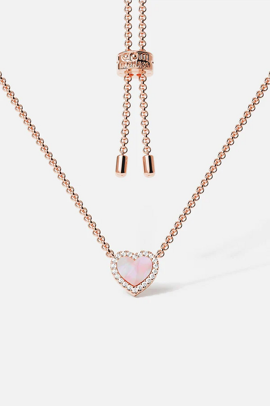 MEDITERRANEE - Pink Nacre Heart Adjustable Necklace