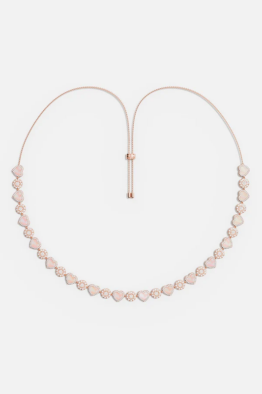 MEDITERRANEE - Pink Nacre Heart  & Dot Adjustable Necklace