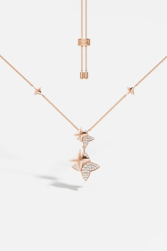 METEORITES - Double Météorites Rose Gold Adjustable Necklace