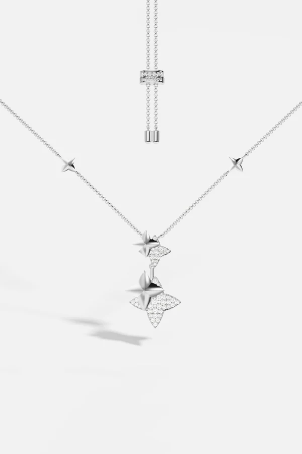 METEORITES - Double Météorites Silver Adjustable Necklace