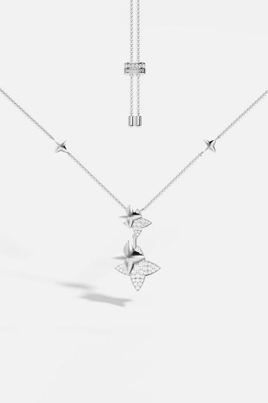 METEORITES - Double Météorites Silver Adjustable Necklace