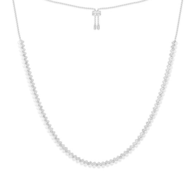 CROISETTE - Up and Down Adjustable Necklace with Pearls