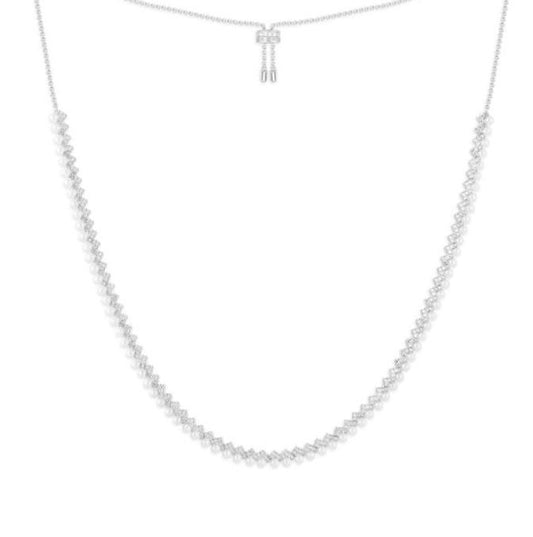 CROISETTE - Up and Down Adjustable Necklace with Pearls