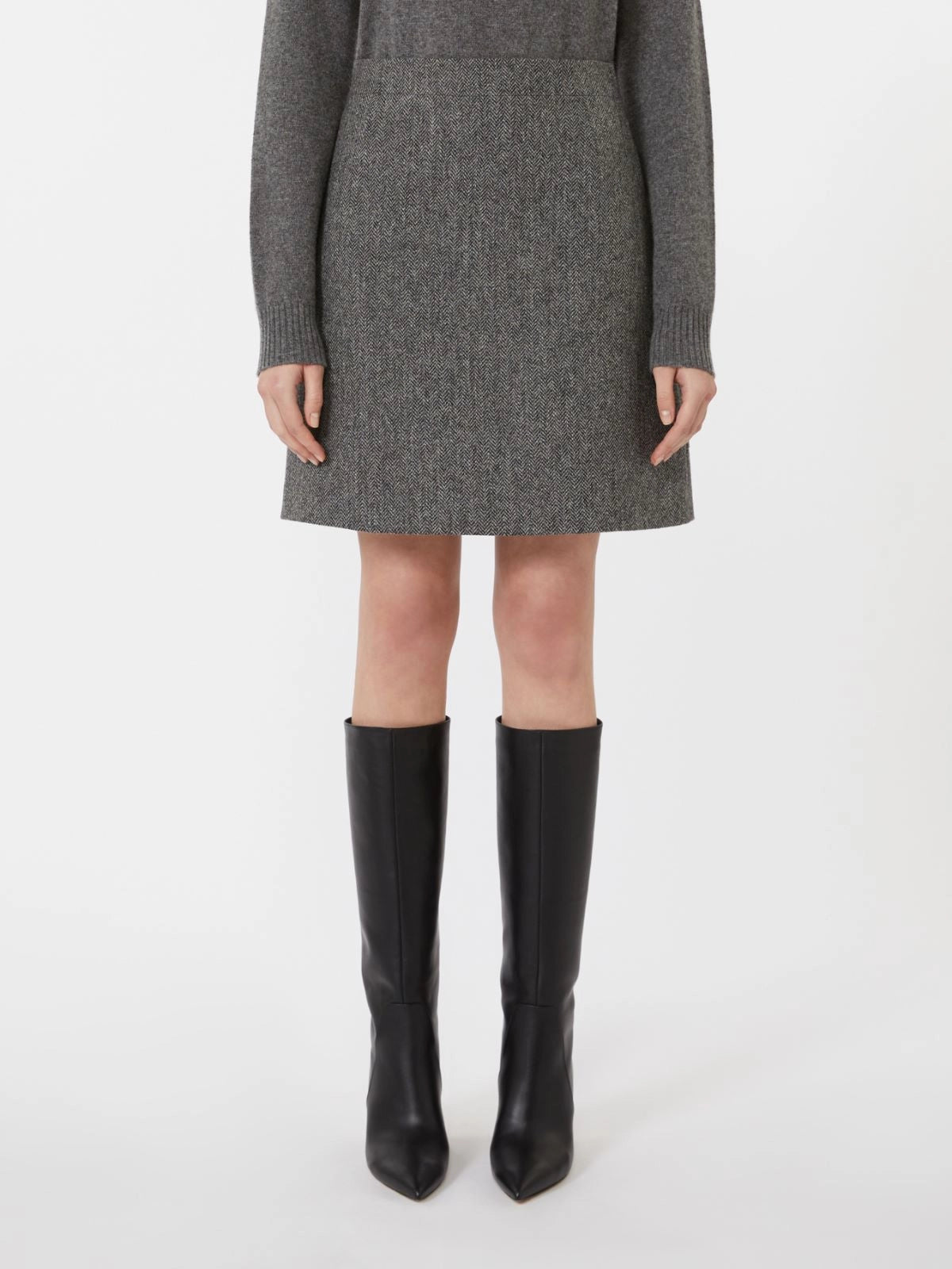MARCHE - Chevron wool skirt