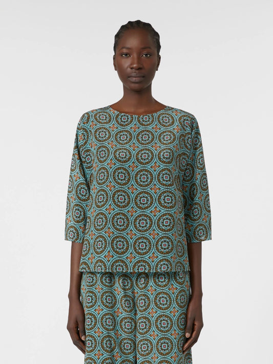 ADONE - Crepe de chine crew-neck blouse
