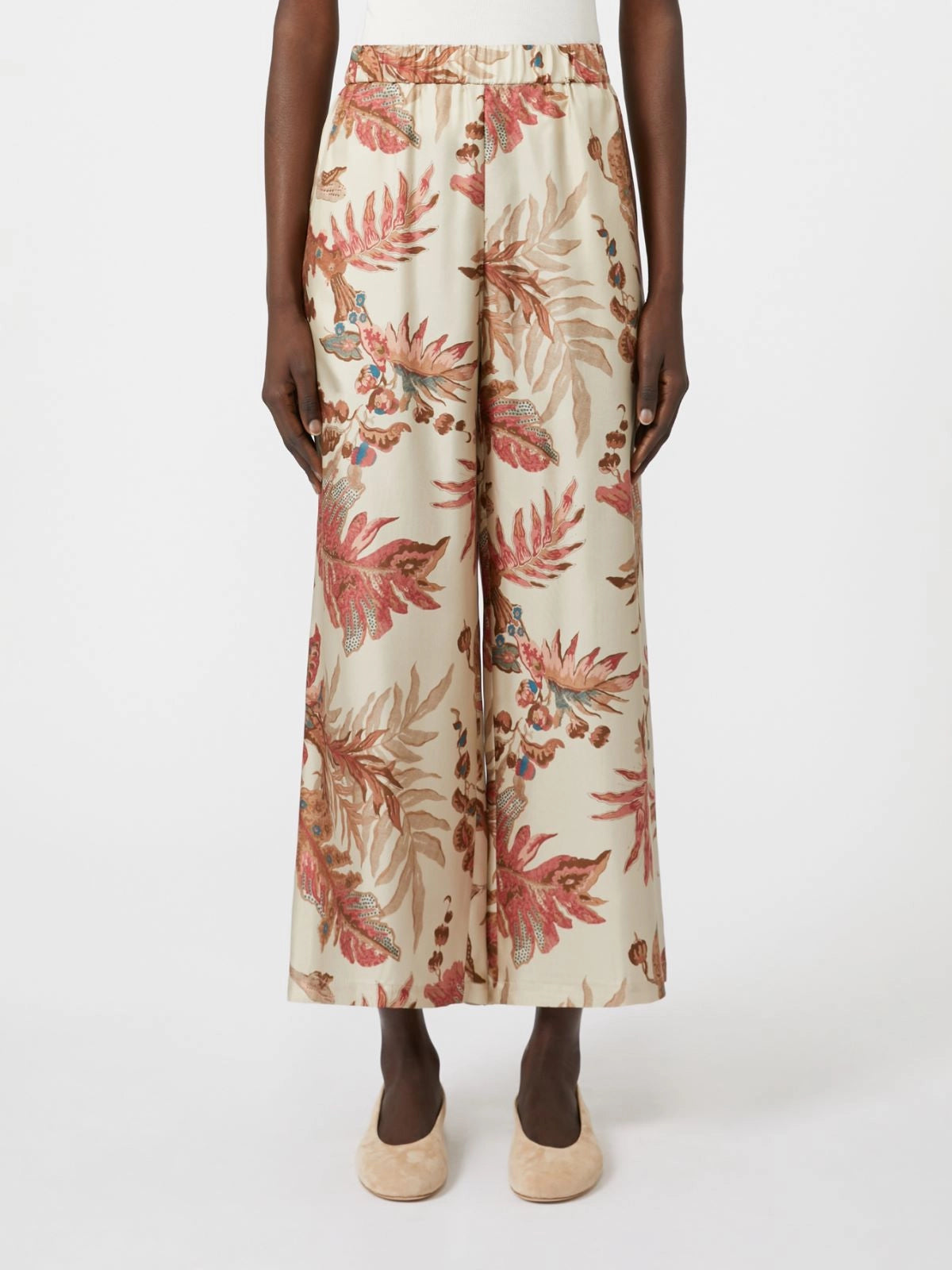 TEMIDE - Printed silk twill trousers