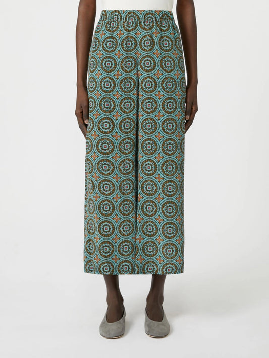 EUSEBIO - Printed silk cropped trousers