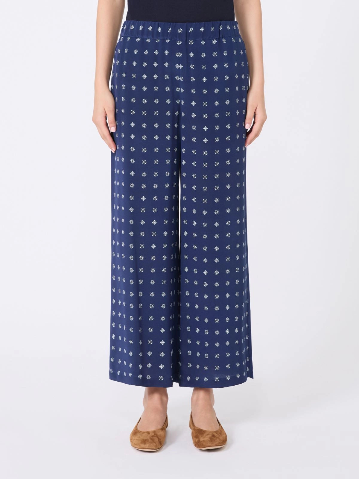 EUSEBIO - Printed silk cropped trousers