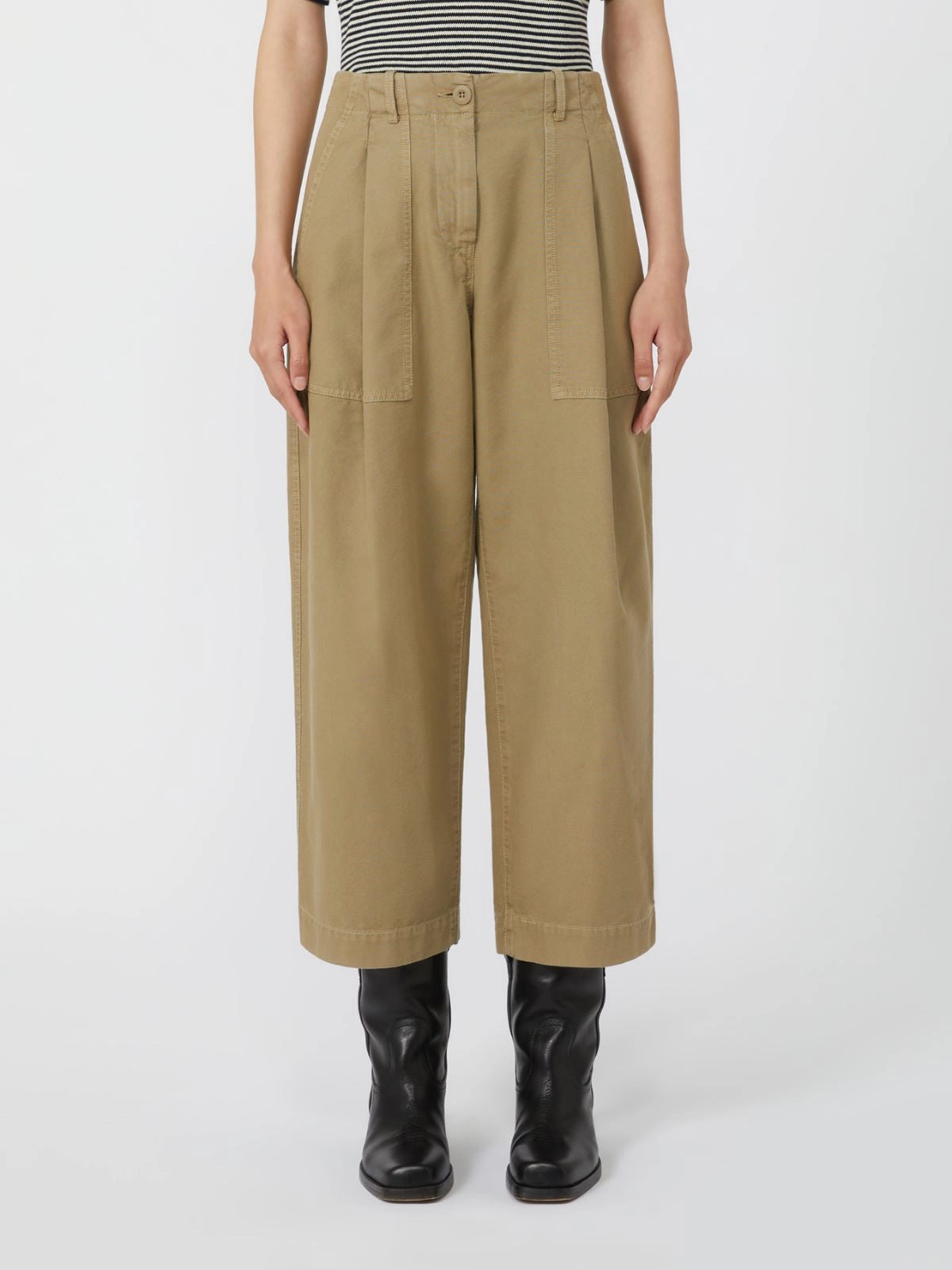 VISTA - Canvas barrel-leg jeans