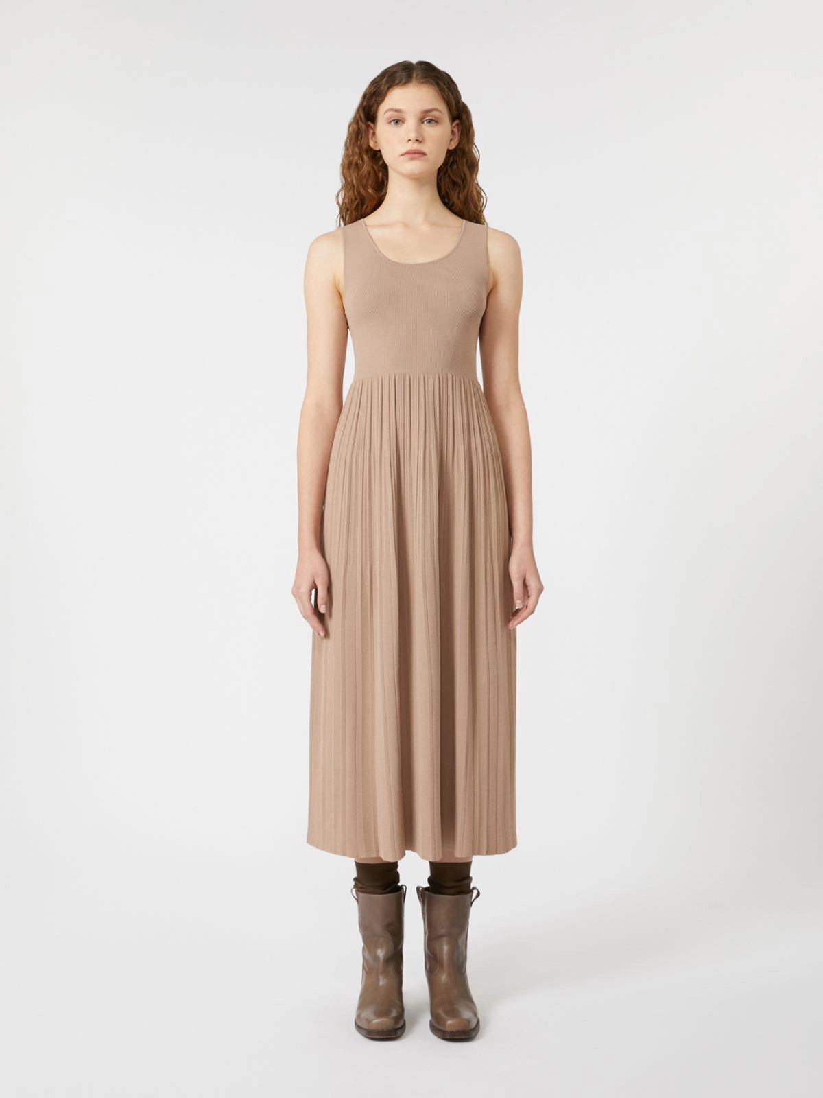 MARKUS - Plissé-pleated viscose crepe dress