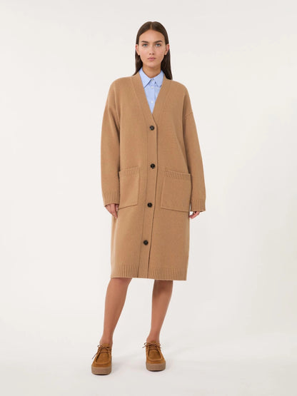 GODEZIA - Long wool knit cardigan