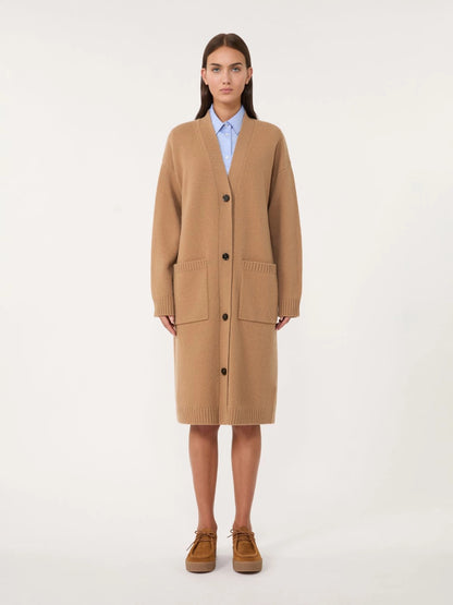 GODEZIA - Long wool knit cardigan