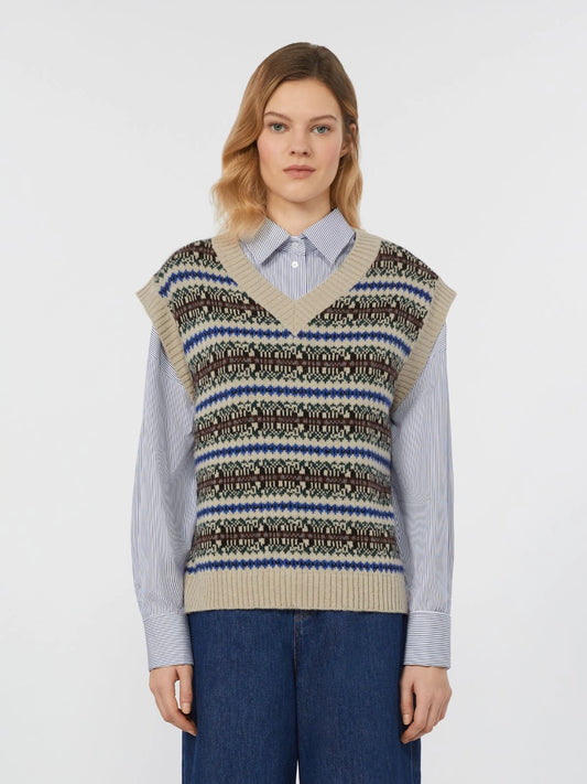 FLERES - Wool and alpaca jacquard gilet