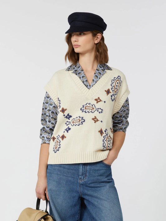 CRUSCA - Inlaid cotton-blend gilet
