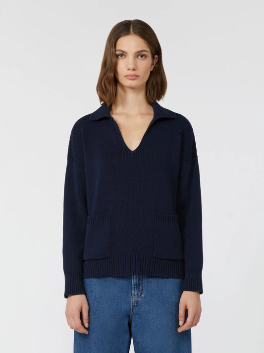 SALOON - Cotton yarn polo sweater