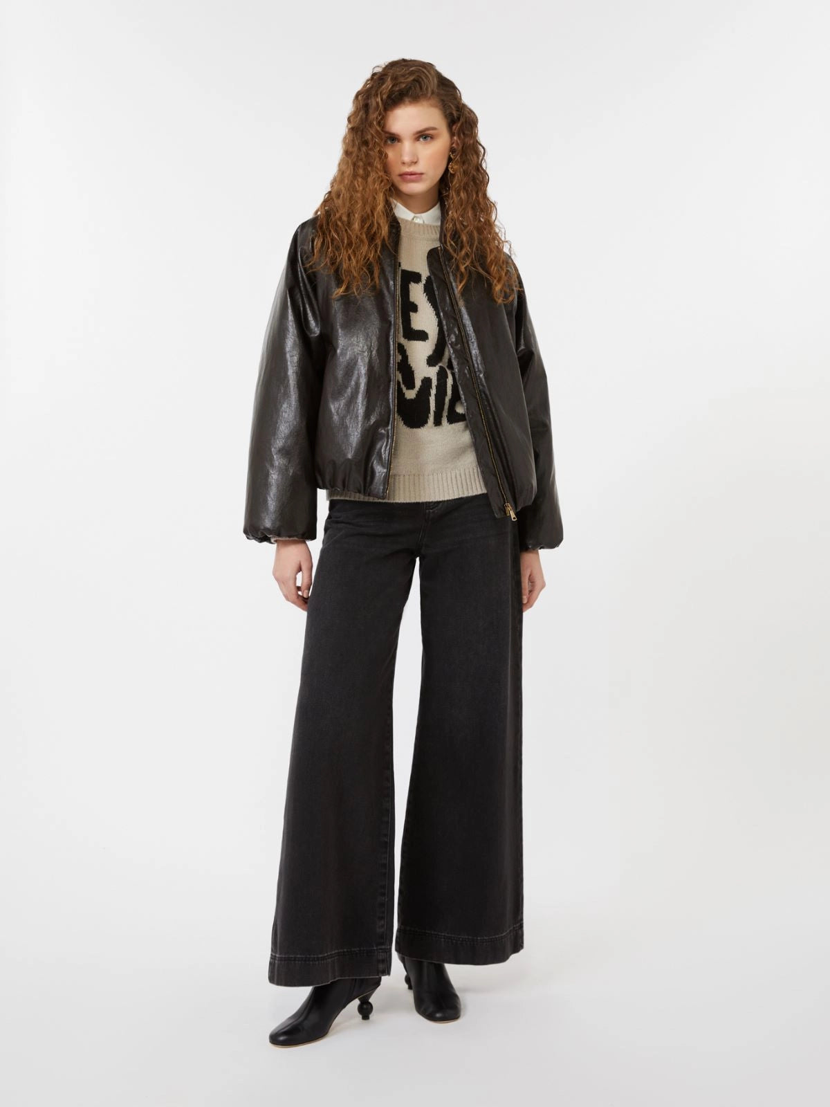 POTENTE - Cropped coated jersey bomber