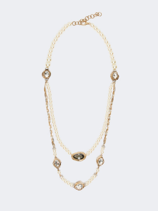 OMBROSA - Pearl and rhinestone-adorned necklace