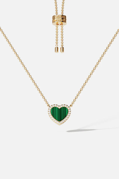 mediterranee - Mini Malachite Heart Adjustable Necklace